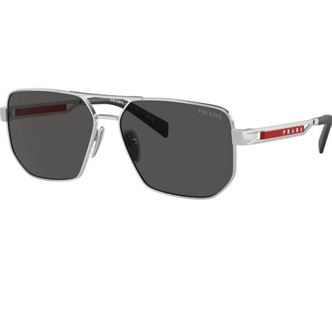 Prada Linea Rossa PS51ZS Silver/Dark Grey Lenses.